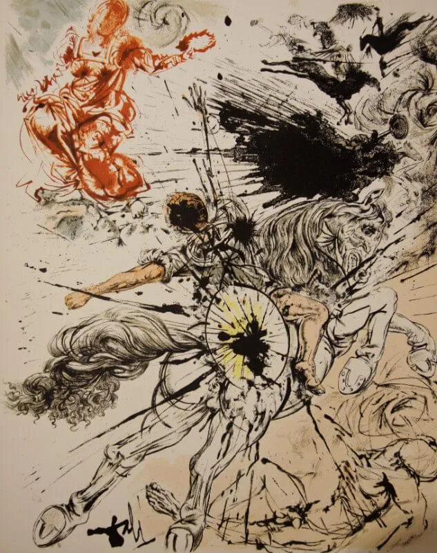 Don Quichotte - Lithograph From The Catalog of the Graphic Works By Salvador Dali - Large Art Prints