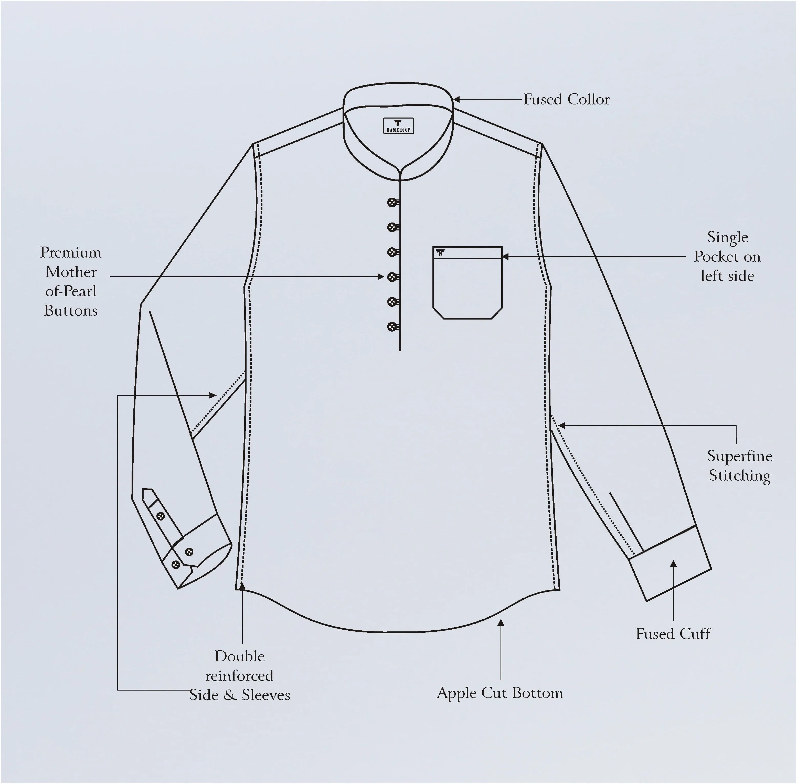 Hilton Gray Self Weft Stripe Dobby Cotton Shirt Style Kurta