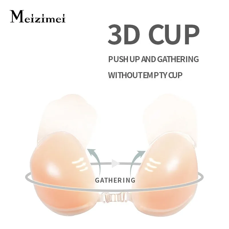 Invisible Silicone Bra Adhesive Strapless Push up Backless Sticky underwear Lingerie Bralette