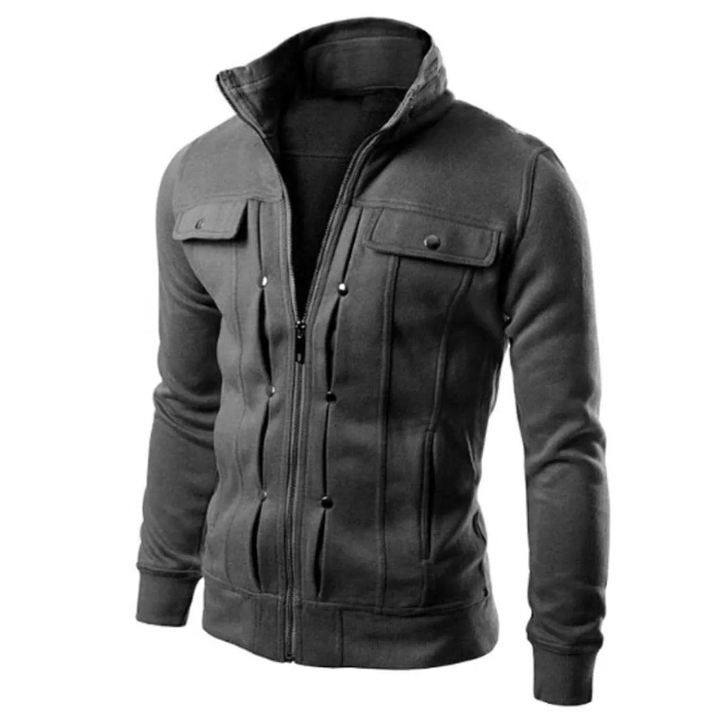KFSO Men's Casual Winter Cotton Military Jackets Outdoor Coat Windproof Windbreaker (Black, XL)