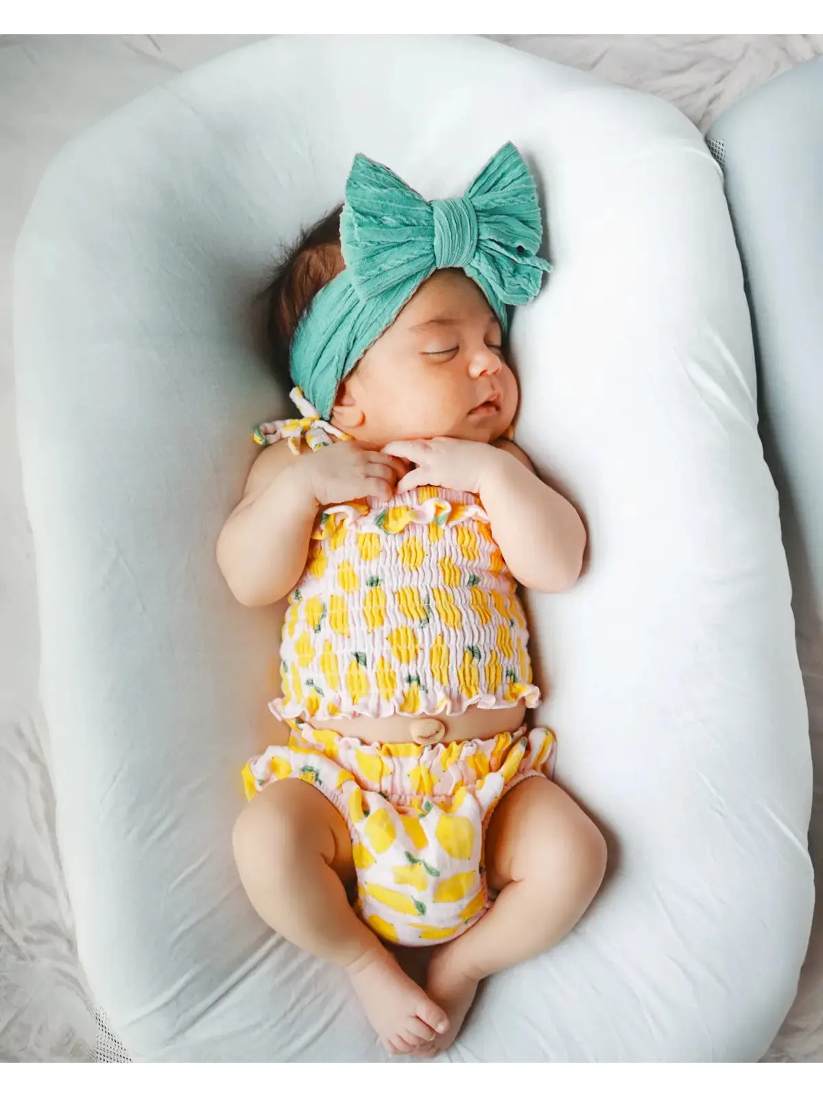 Lemon Sorbet / Muslin Smocked Ruffle Top & Bloomer