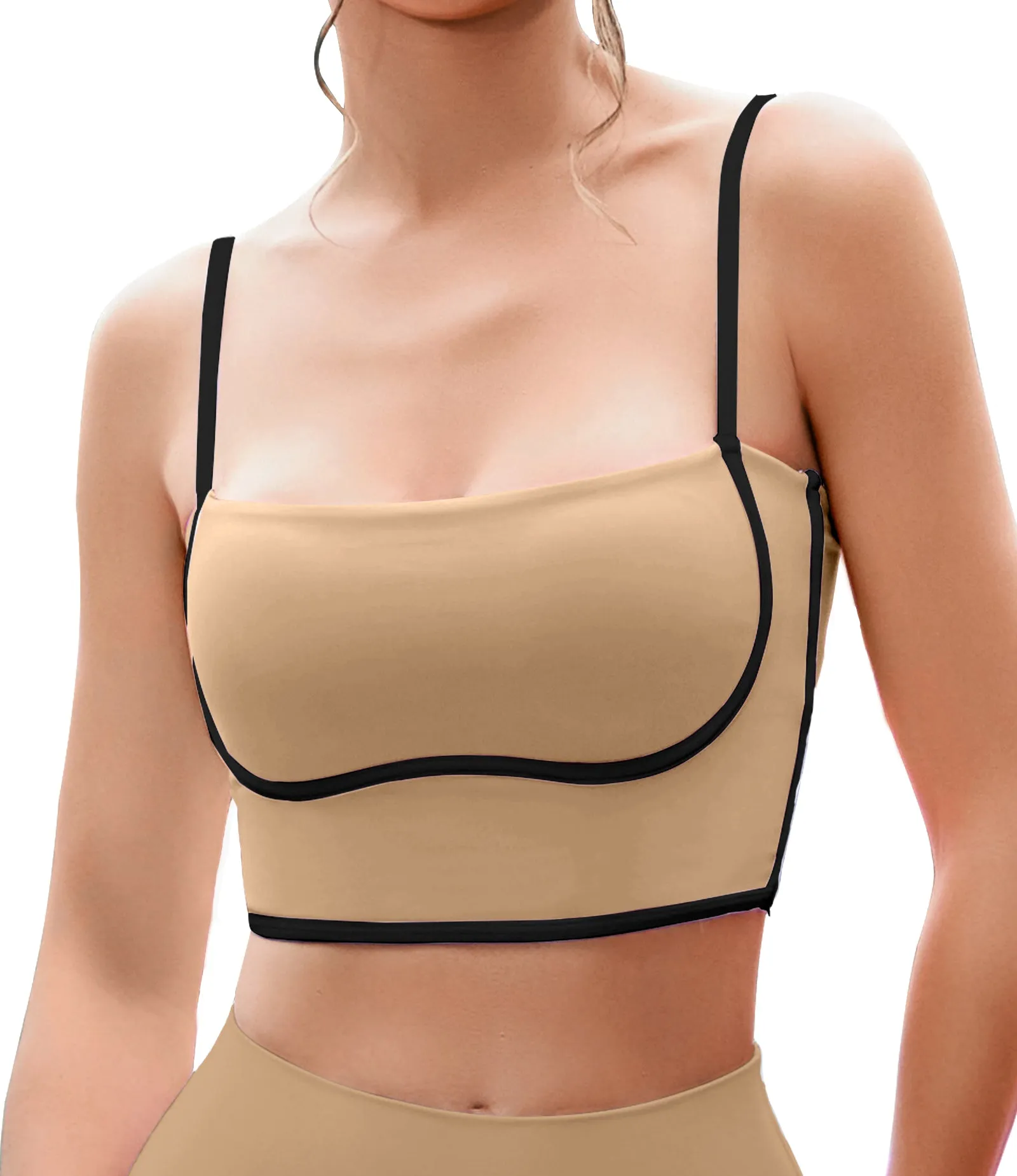 Longline Workout Colorblock Crop Top Sports Bras