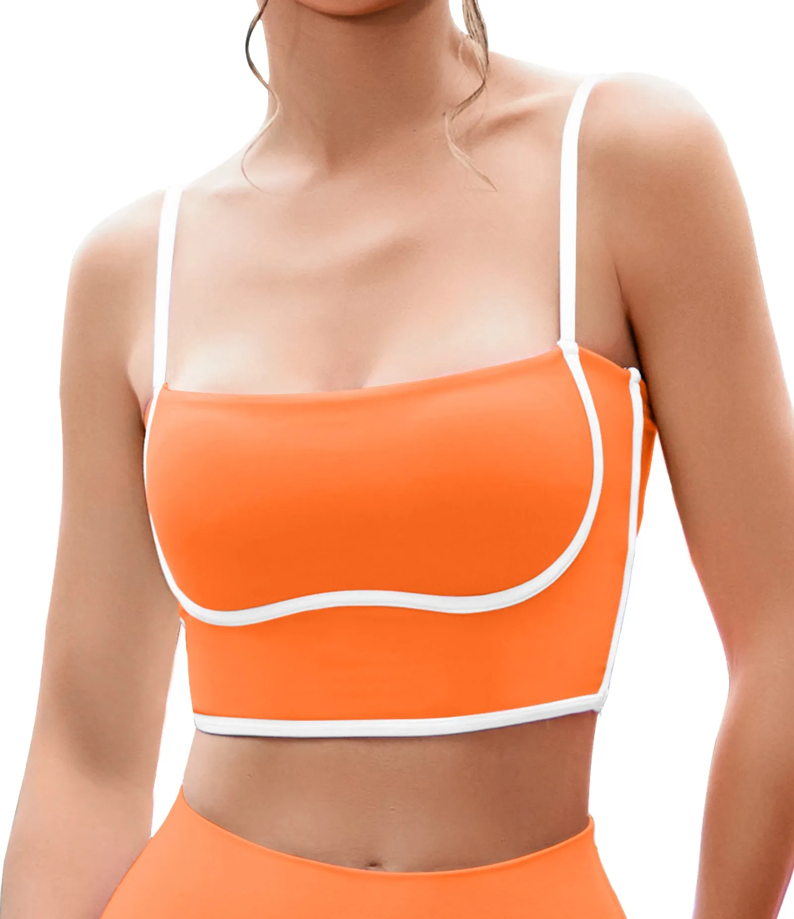 Longline Workout Colorblock Crop Top Sports Bras
