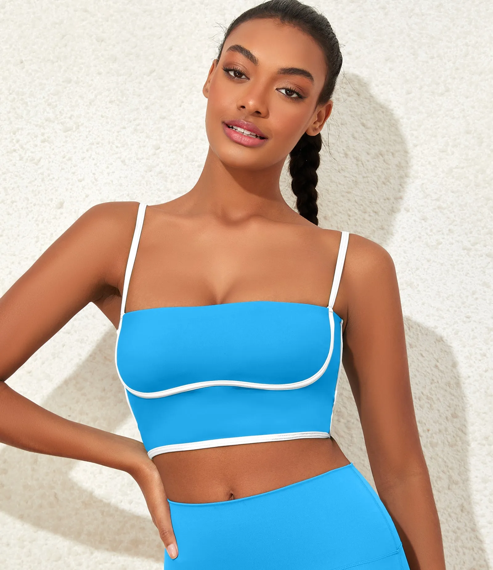 Longline Workout Colorblock Crop Top Sports Bras