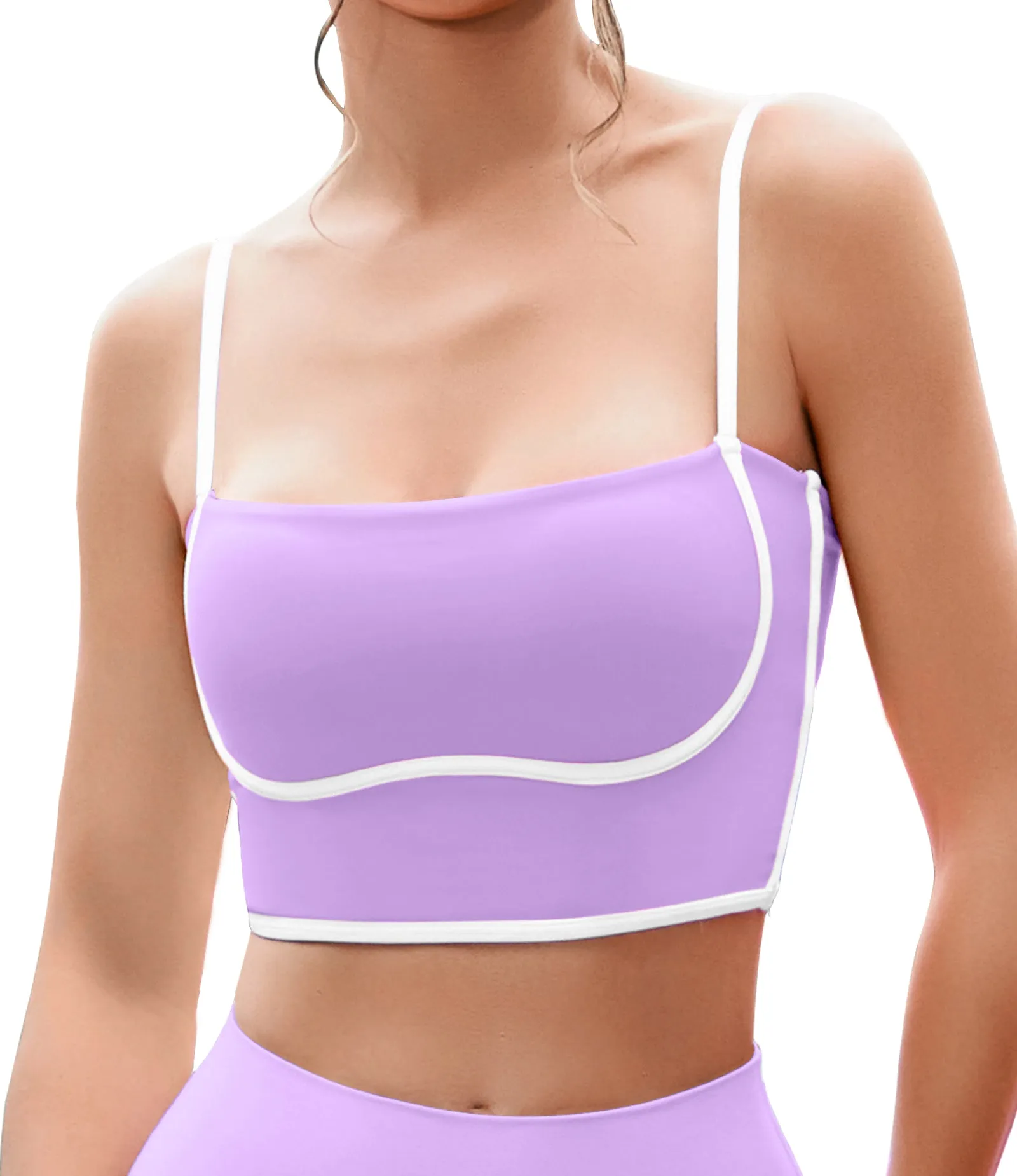 Longline Workout Colorblock Crop Top Sports Bras
