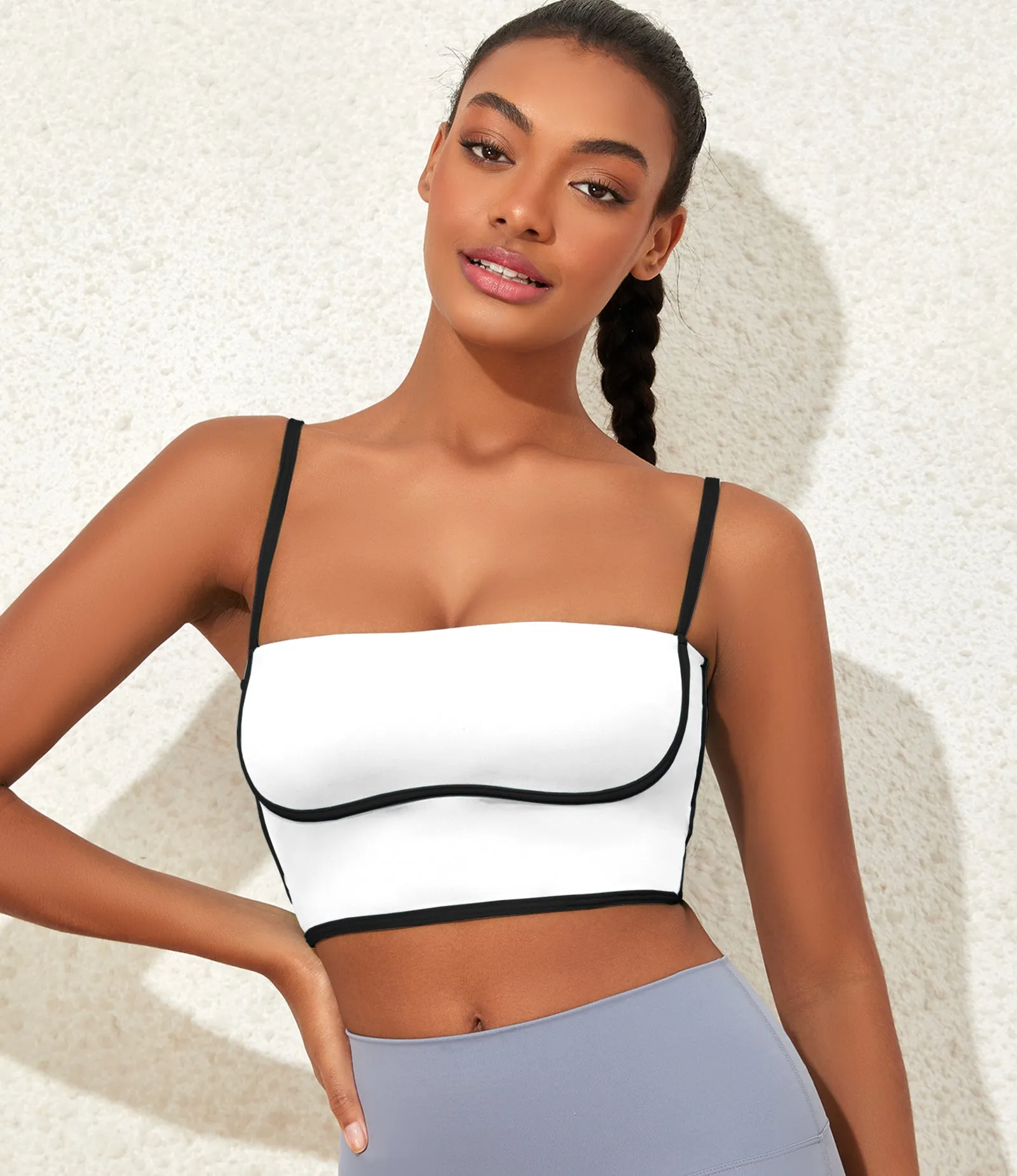 Longline Workout Colorblock Crop Top Sports Bras