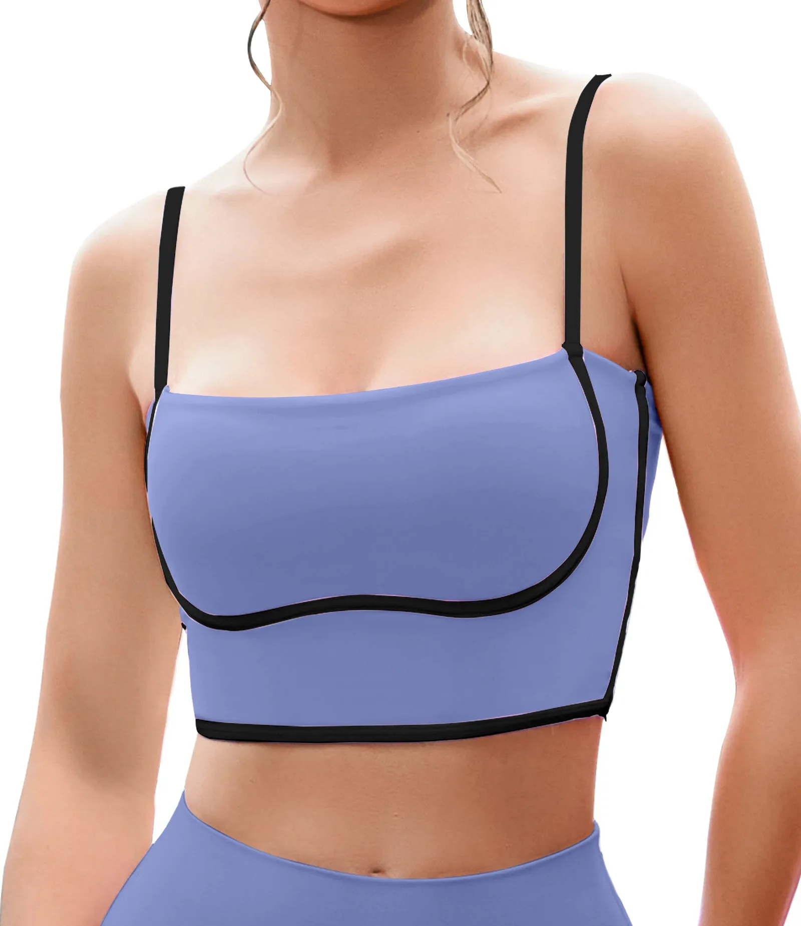 Longline Workout Colorblock Crop Top Sports Bras