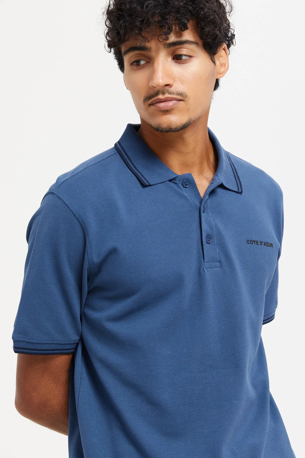 Men Blue Chest Logo Polo Shirt