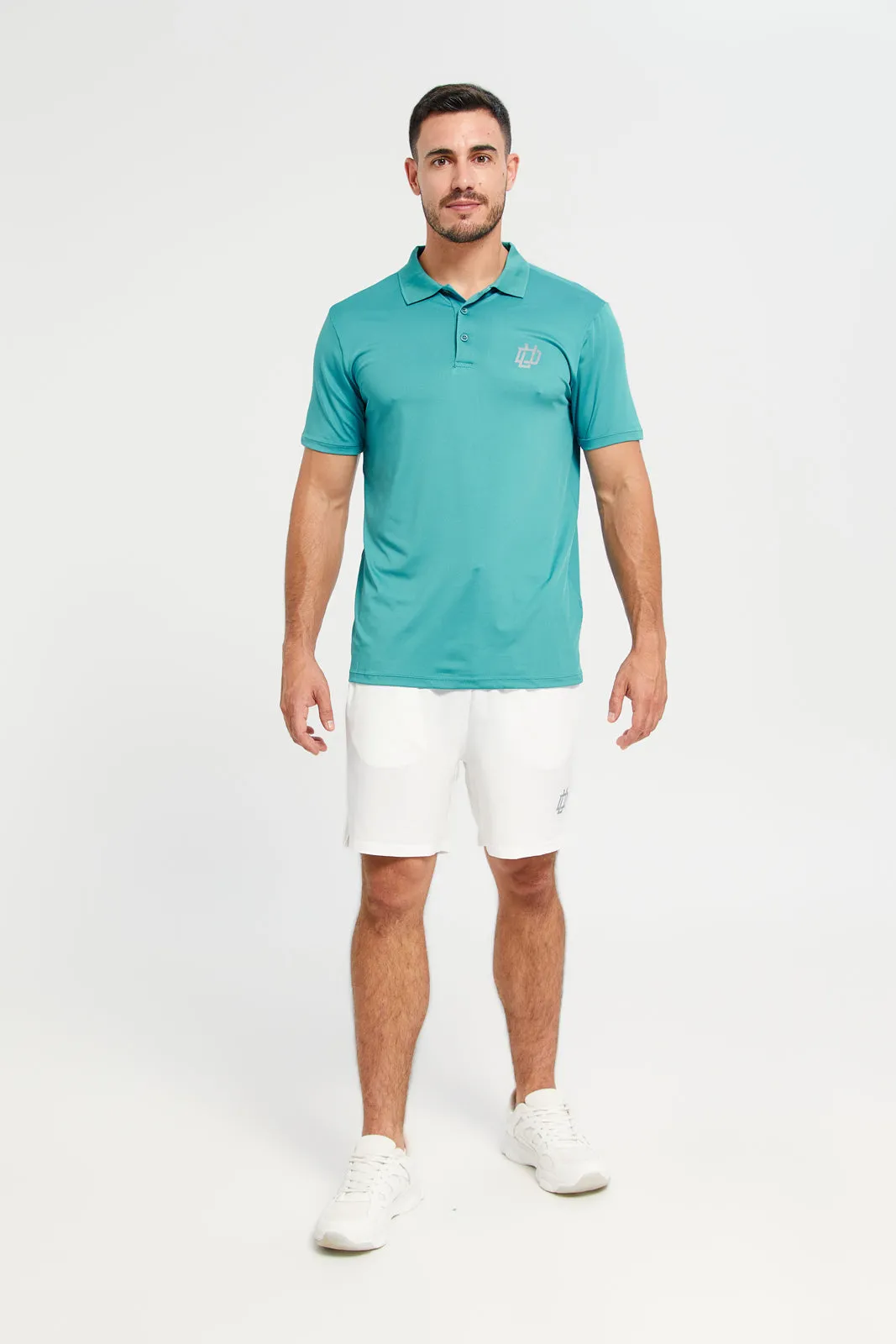 Men Green Plain Active Polo T-Shirt