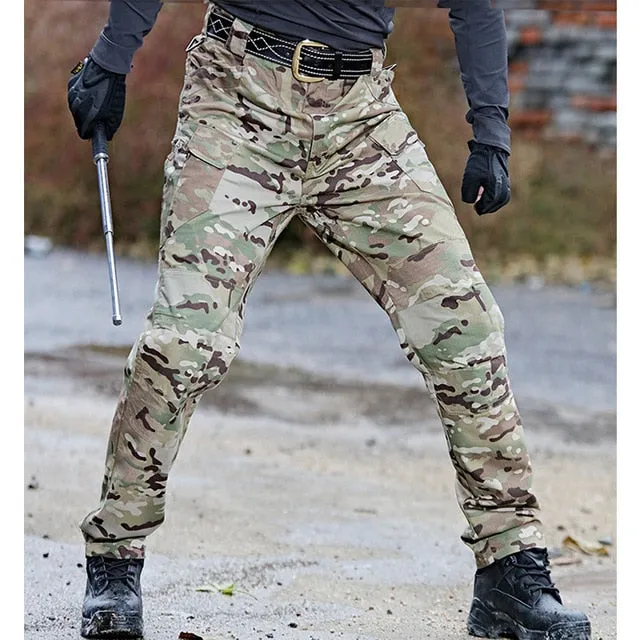 Mens Camouflage Cargo Pants Elastic Multiple Pocket  Military Male Trousers Outdoor Joggers Pant Plus Size Tacitcal Pants Men