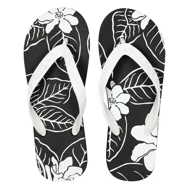 Men's Sig Zane Slippers (Na'u 'Oe) Black & White