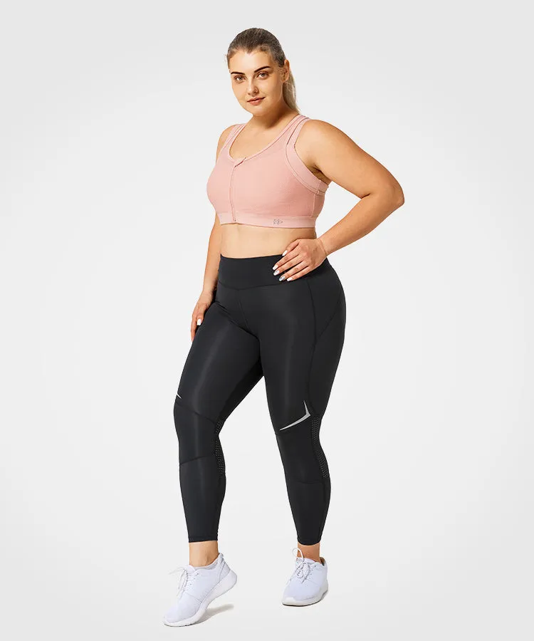 Power Zip Front Racerback Padded Running Bra | Women's High Support Sports Bra