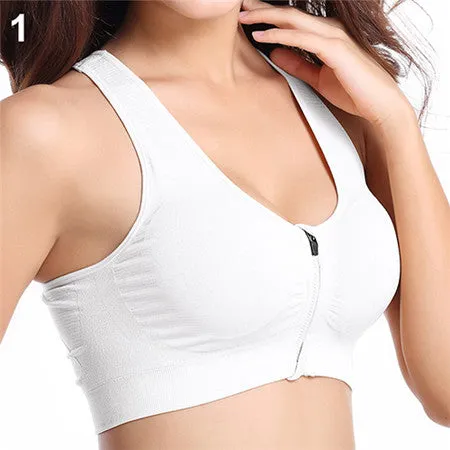 Seamless Bra New Women sexy  Zipper with pads Stretch Push UP Fitness