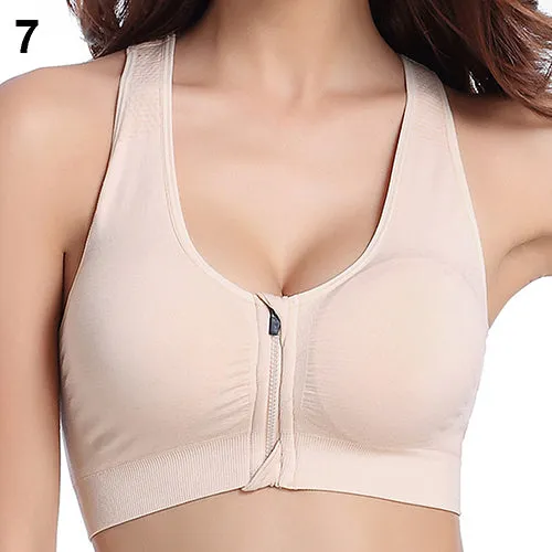 Seamless Bra New Women sexy  Zipper with pads Stretch Push UP Fitness