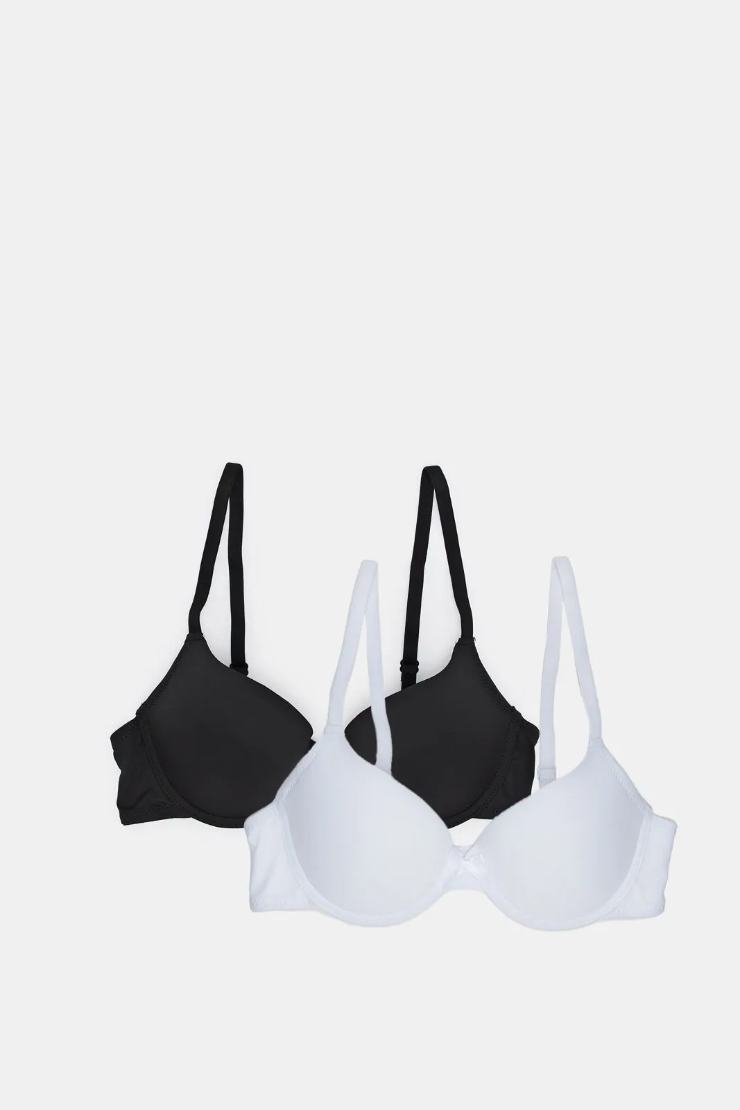 Women Black And White Basic T-Shirt Bra Set (Pack of 2)